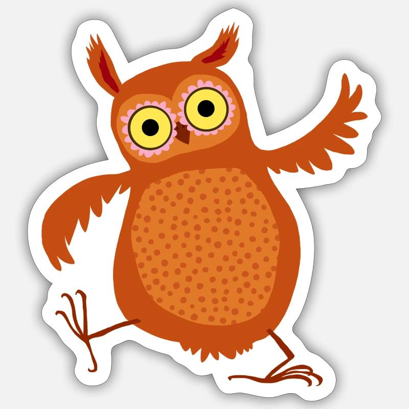 Eule (leuchtend) - Sticker Größe S (10 x 10 cm) - Mattweiß