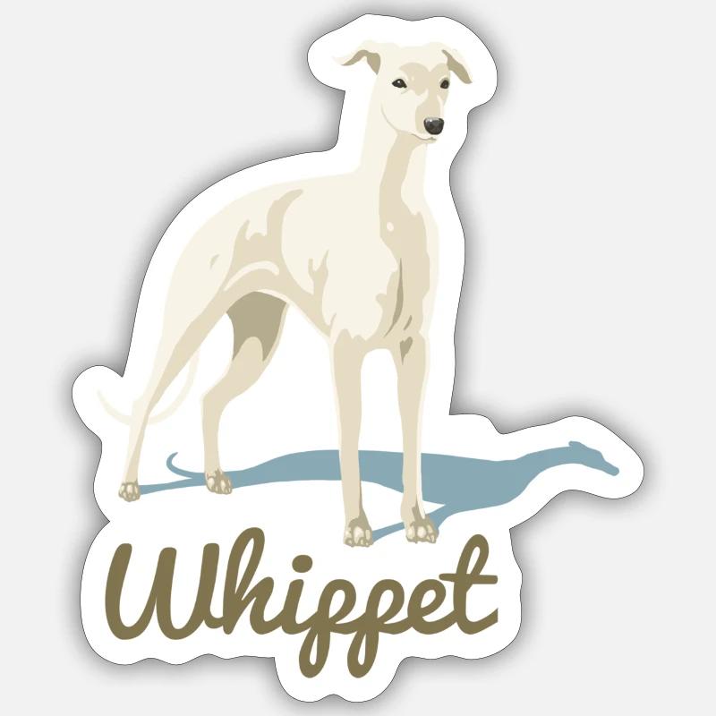 Whippet - Sticker Größe S (10 x 10 cm) - Mattweiß