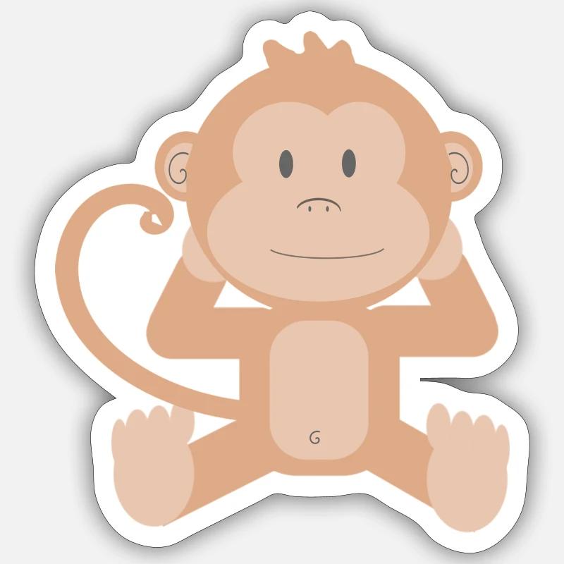 singe - Sticker taille S (10 x 10 cm) - blanc mat