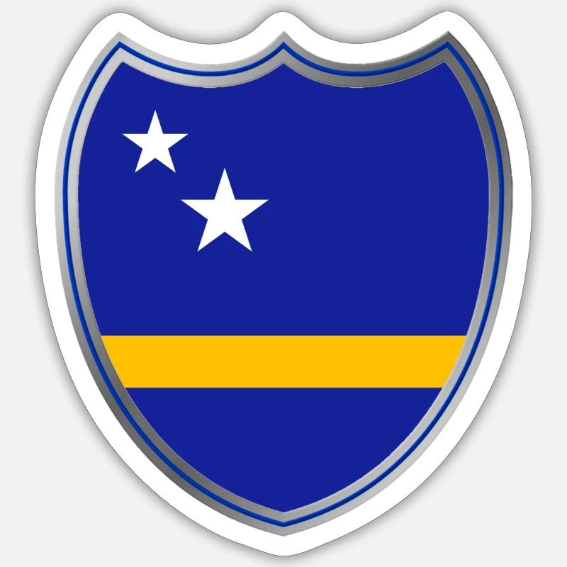 Curacao (Wappen) - Sticker Größe S (10 x 10 cm) - Mattweiß