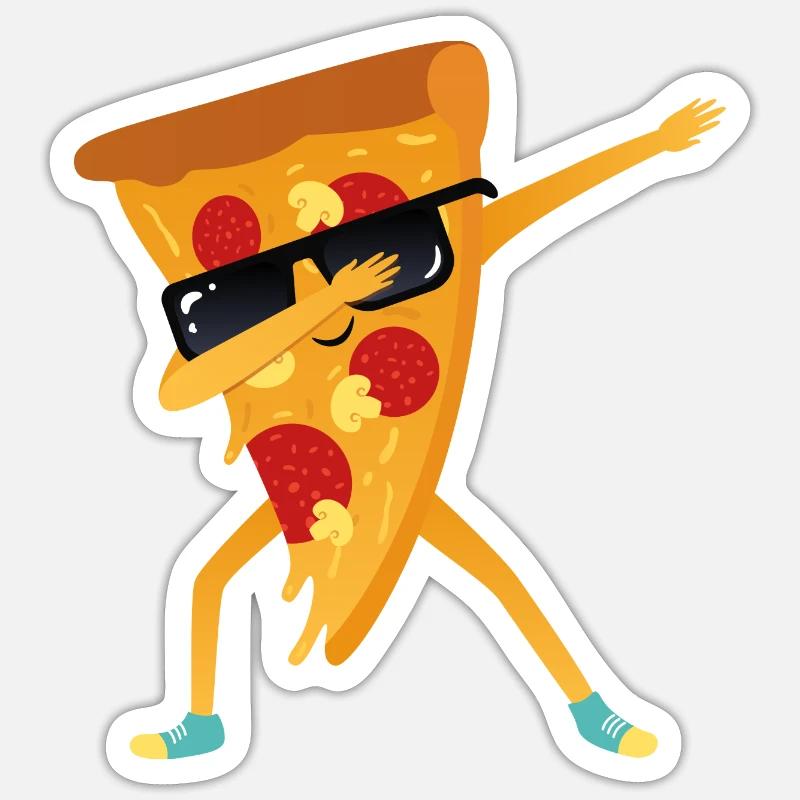 Dabbing Pizza With Sunglasses - Dab Dance Gift Sticker taille S (10 x 10 cm)