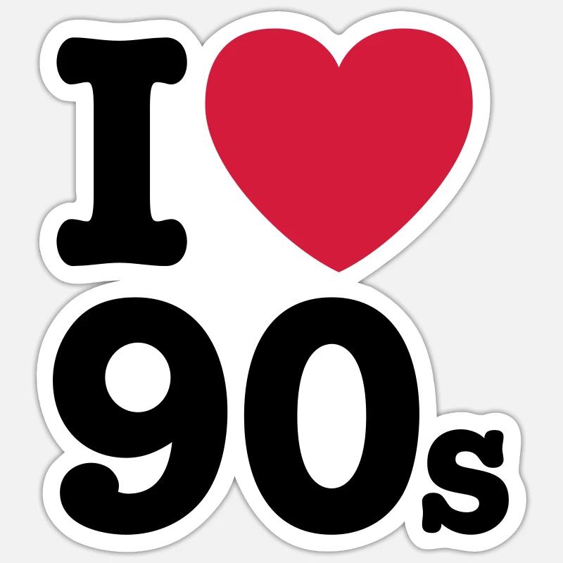 I love 90's - Sticker size S (10 x 10 cm) - white matte