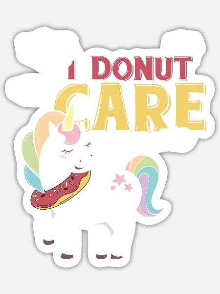 Donut Einhorn Pony Regenbogen Geschenk - Sticker Größe S (10 x 10 cm) - Mattweiß