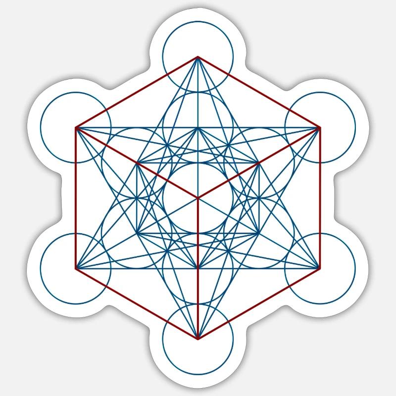 Le cube de Metatron - rouge bleu Sticker taille S (10 x 10 cm)