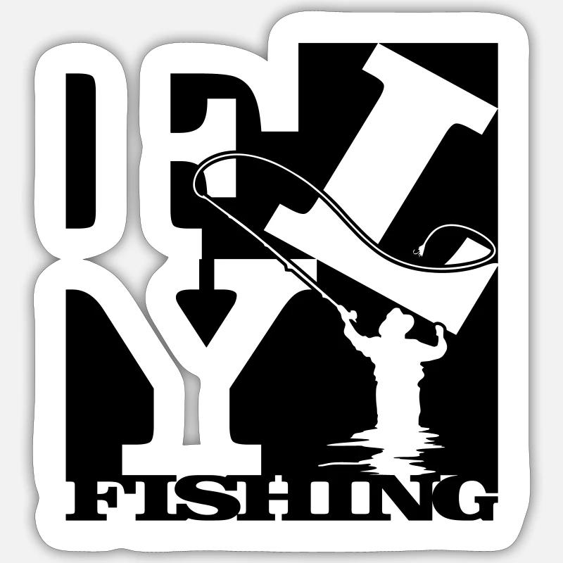 flyfishing Robert Indiana schwarz aussen - Sticker Größe S (10 x 10 cm) - Mattweiß