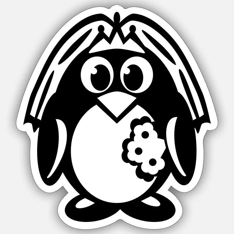 penguin bride - Sticker size S (10 x 10 cm) - white matte