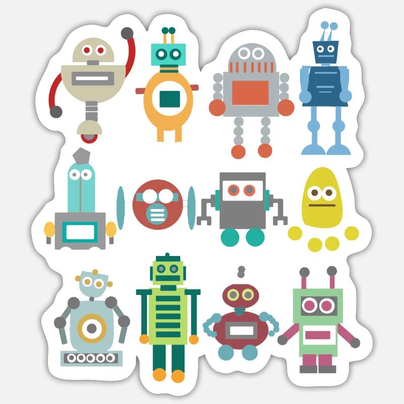 Nerd Robot Retro Funny Gift Technique Play - Sticker size S (10 x 10 cm) - white matte