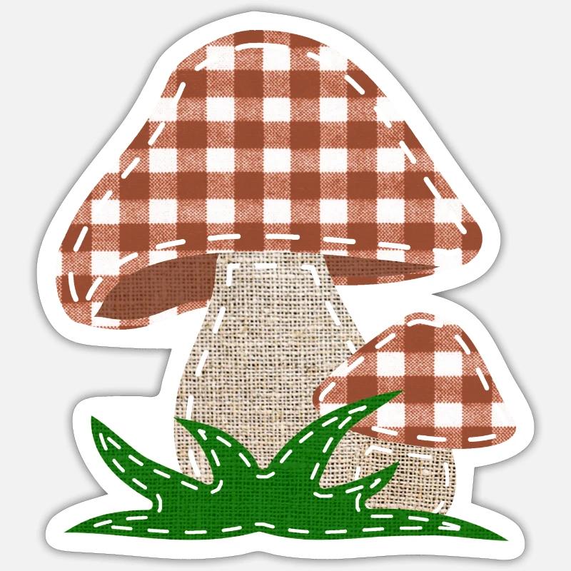 Couser des champignons - Sticker taille S (10 x 10 cm) - blanc mat