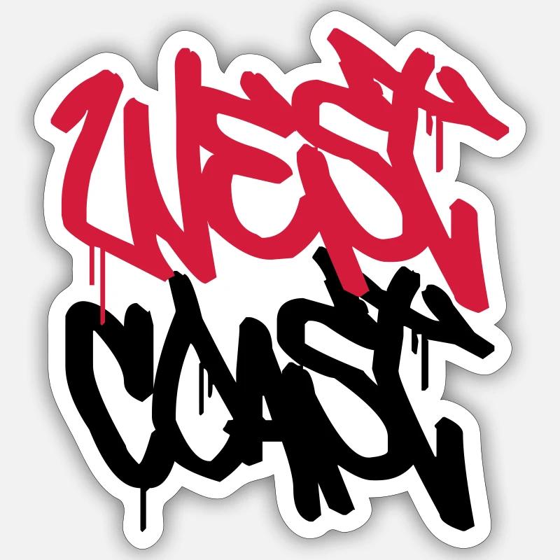 West Coast ! - Sticker taille S (10 x 10 cm) - blanc mat