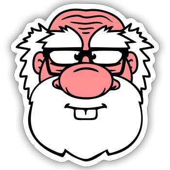 grandpa old grandpa daddy horn glasses beard nerd geek - Sticker size S (10 x 10 cm) - white matte - Front