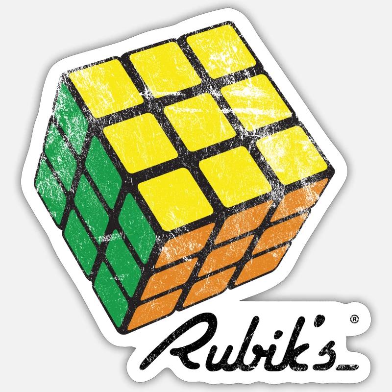 Rubik's Cube Logo - Sticker Größe S (10 x 10 cm) - Mattweiß