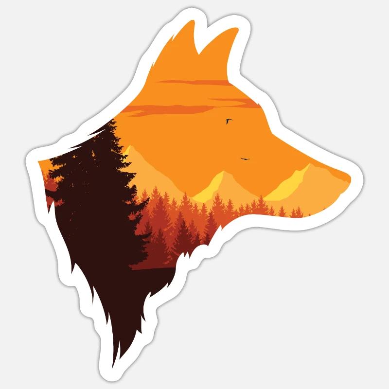 Wolf's head silhouette | Pack Moon Wolf Gift - Sticker size S (10 x 10 cm) - white matte
