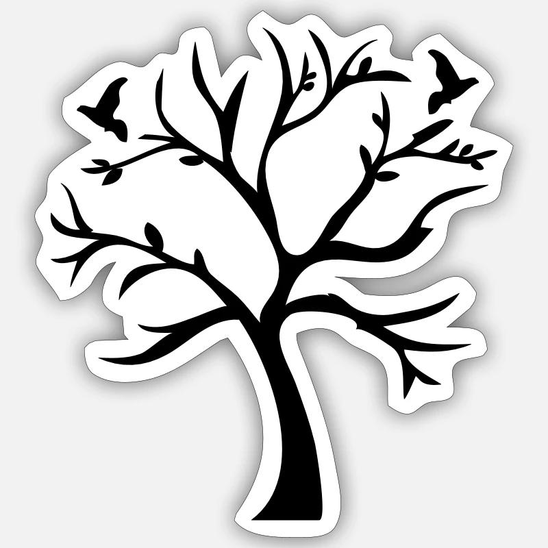 Tree & Brids - Sticker size S (10 x 10 cm) - white matte