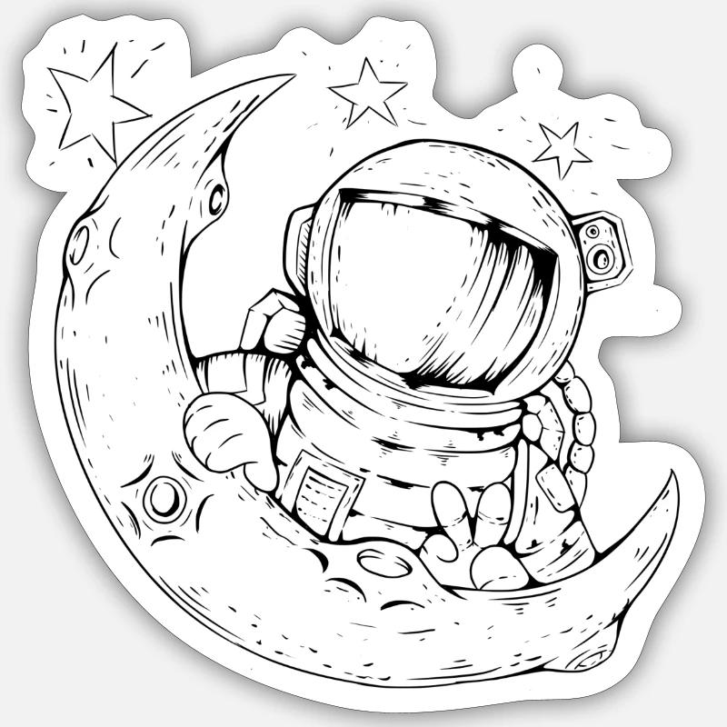 Astronaute - Sticker taille S (10 x 10 cm) - blanc mat