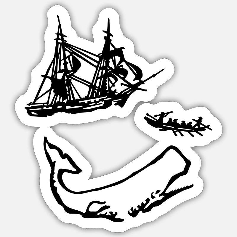 Moby Dick - Sticker taille S (10 x 10 cm) - blanc mat