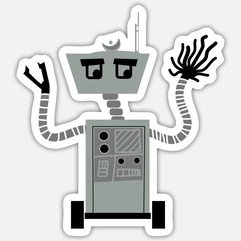 Roboter - Sticker Größe S (10 x 10 cm) - Mattweiß