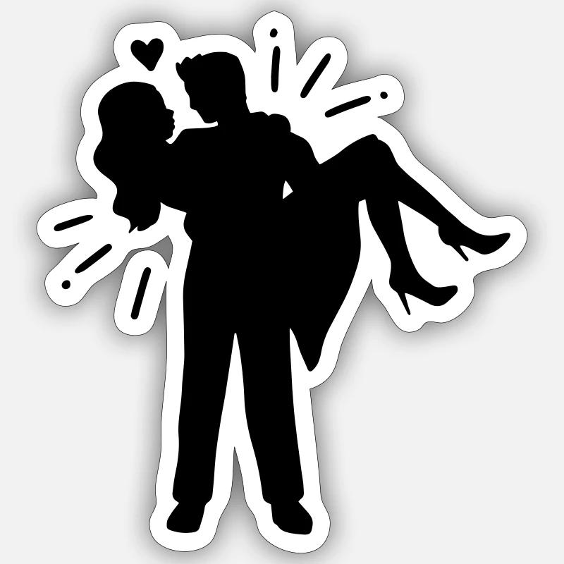 Couples mariés amour couple mariage couples - Sticker taille S (10 x 10 cm) - blanc mat