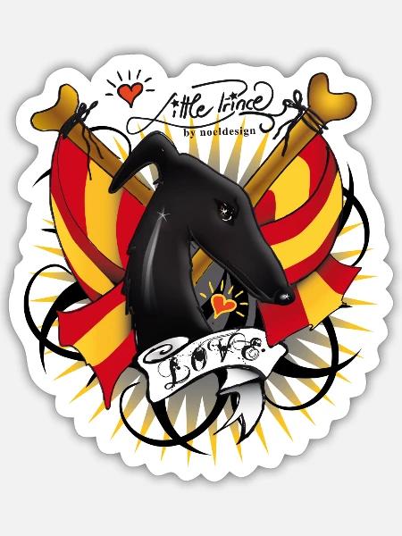 galgo schwarz - Sticker Größe S (10 x 10 cm) - Mattweiß