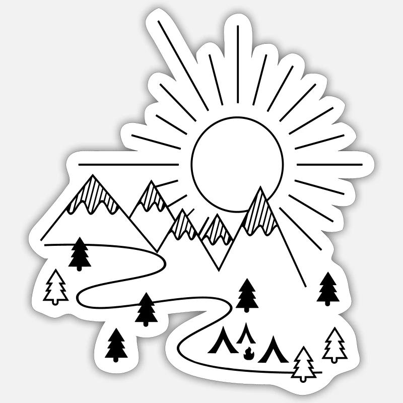 Camping - Sticker taille S (10 x 10 cm) - blanc mat