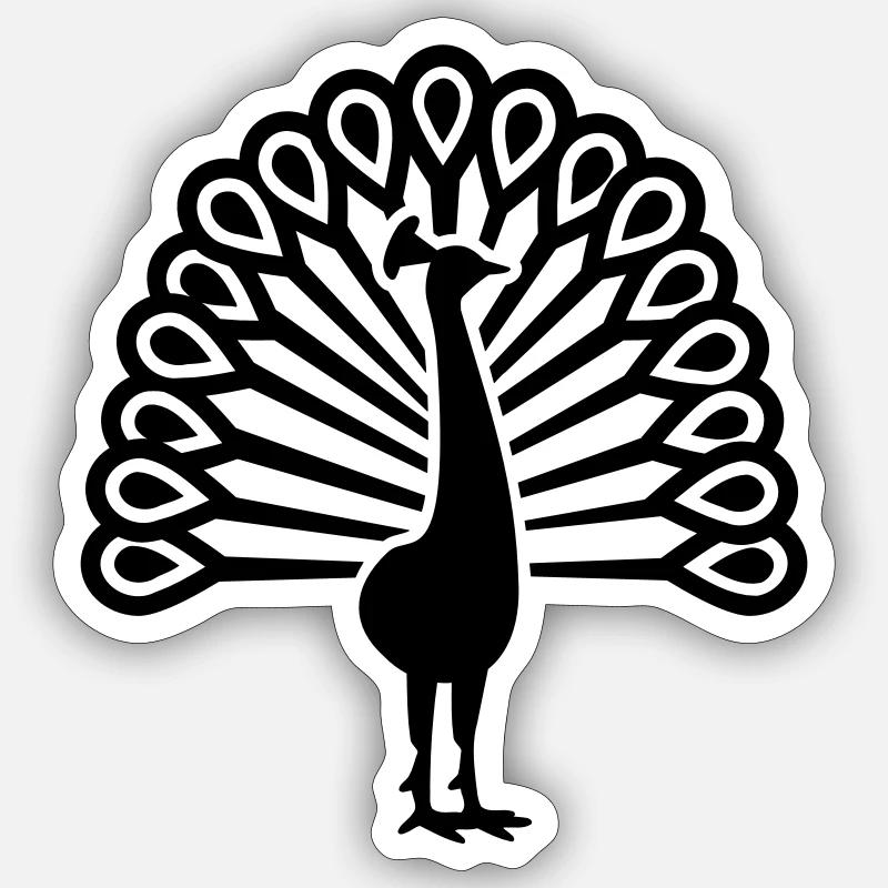 Pfau - Sticker Größe S (10 x 10 cm) - Mattweiß
