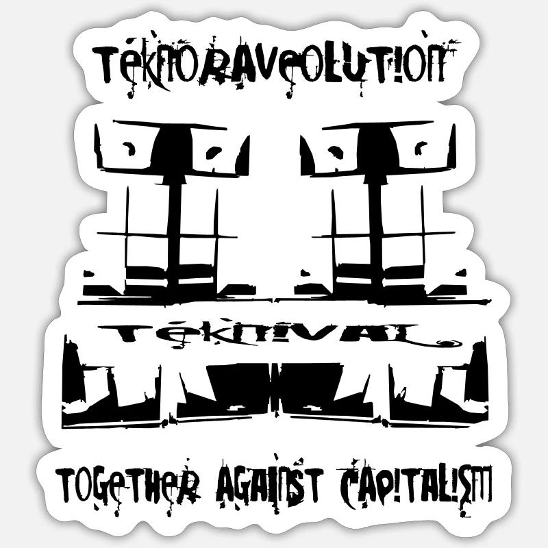 TeknoRAVEolution - Ensemble contre le capitalisme - Sticker taille S (10 x 10 cm) - blanc mat