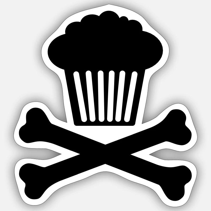 Cupcakes N´Bones - Sticker Größe S (10 x 10 cm) - Mattweiß