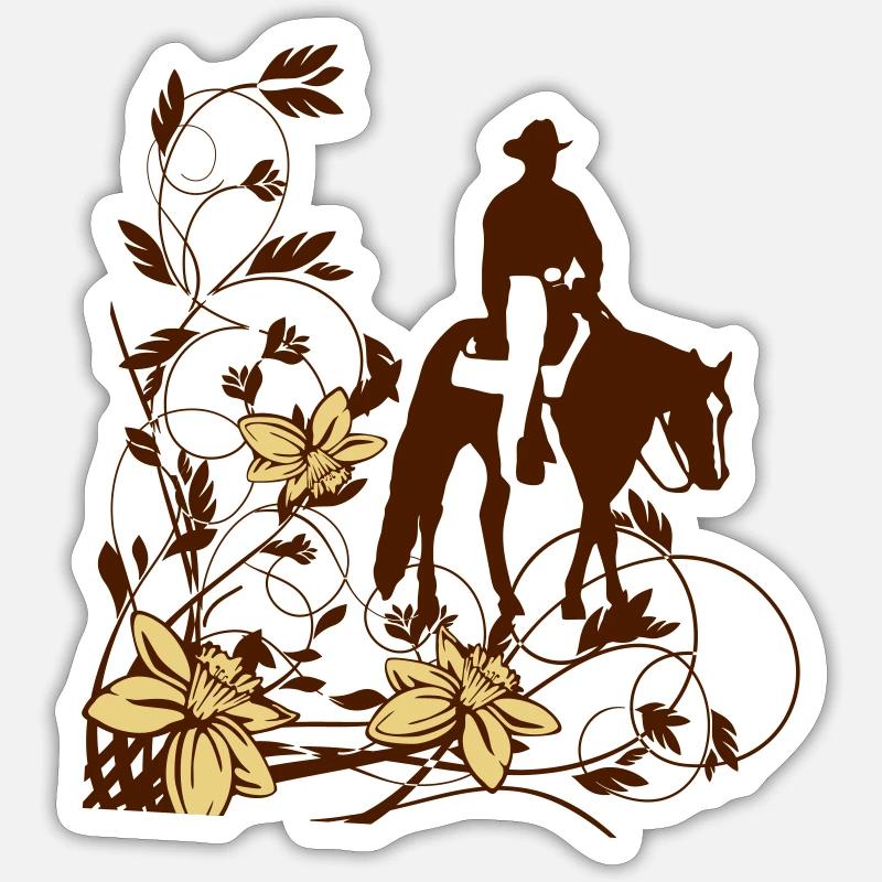 fleurs de cavalier occidental Sticker taille S (10 x 10 cm)