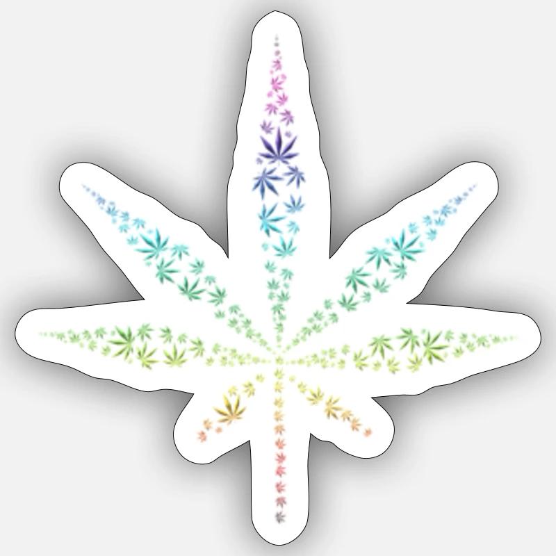Weed Leaf hemp leaf - Sticker size S (10 x 10 cm) - white matte