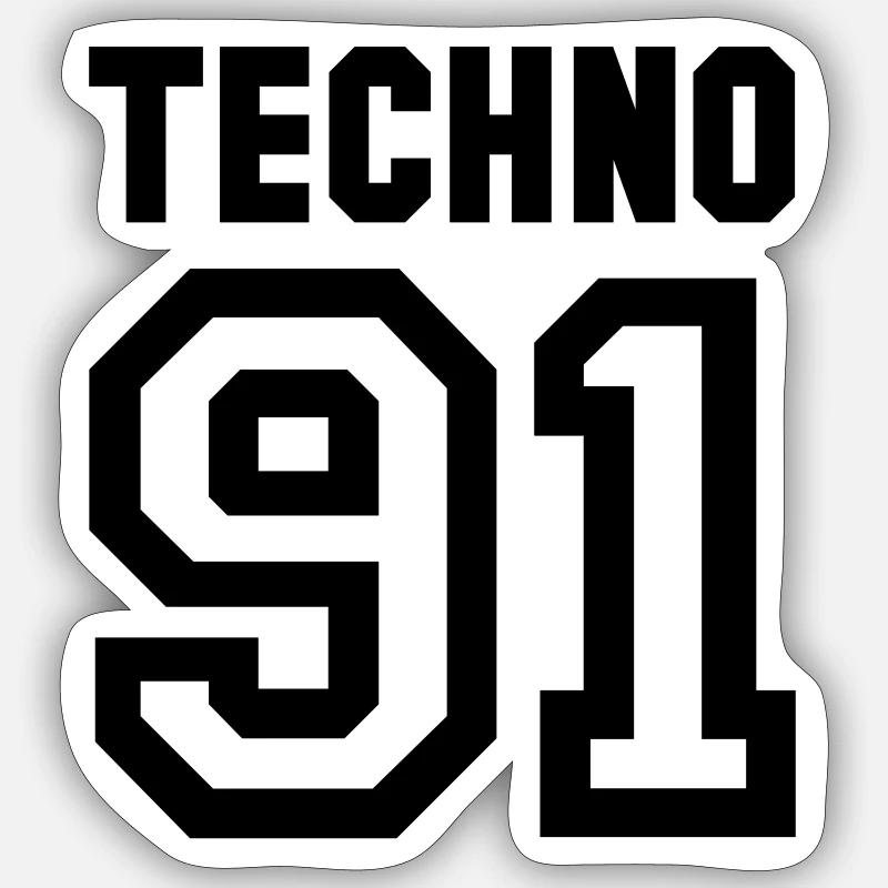 TECHNO - Sticker size S (10 x 10 cm) - white matte