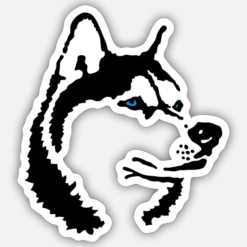 husky - Sticker taille S (10 x 10 cm) - blanc mat