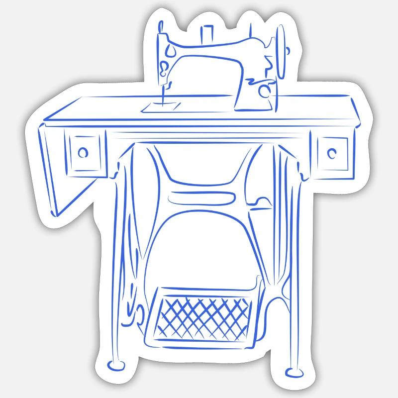 machine à coudre - Sticker taille S (10 x 10 cm) - blanc mat
