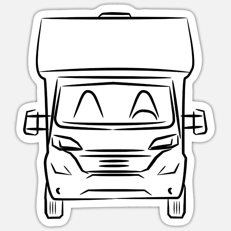 Dessin de maison mobile - Sticker taille S (10 x 10 cm) - blanc mat