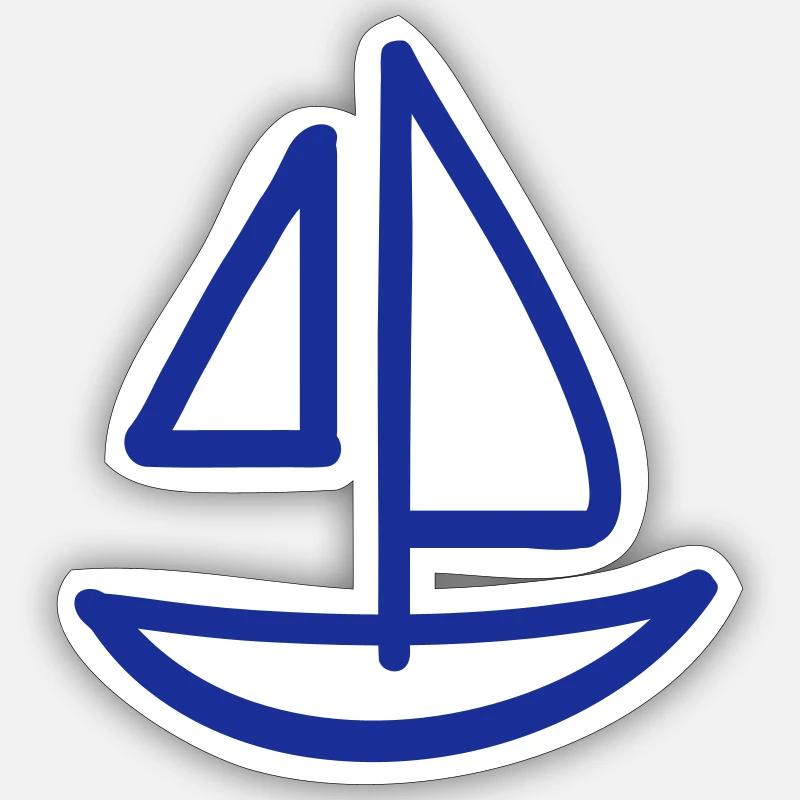 Bateau - Sticker taille S (10 x 10 cm) - blanc mat