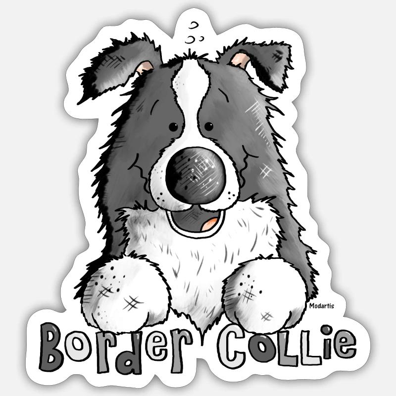 Petit Boder Collie - Chien de Berger - Sticker taille S (10 x 10 cm) - blanc mat