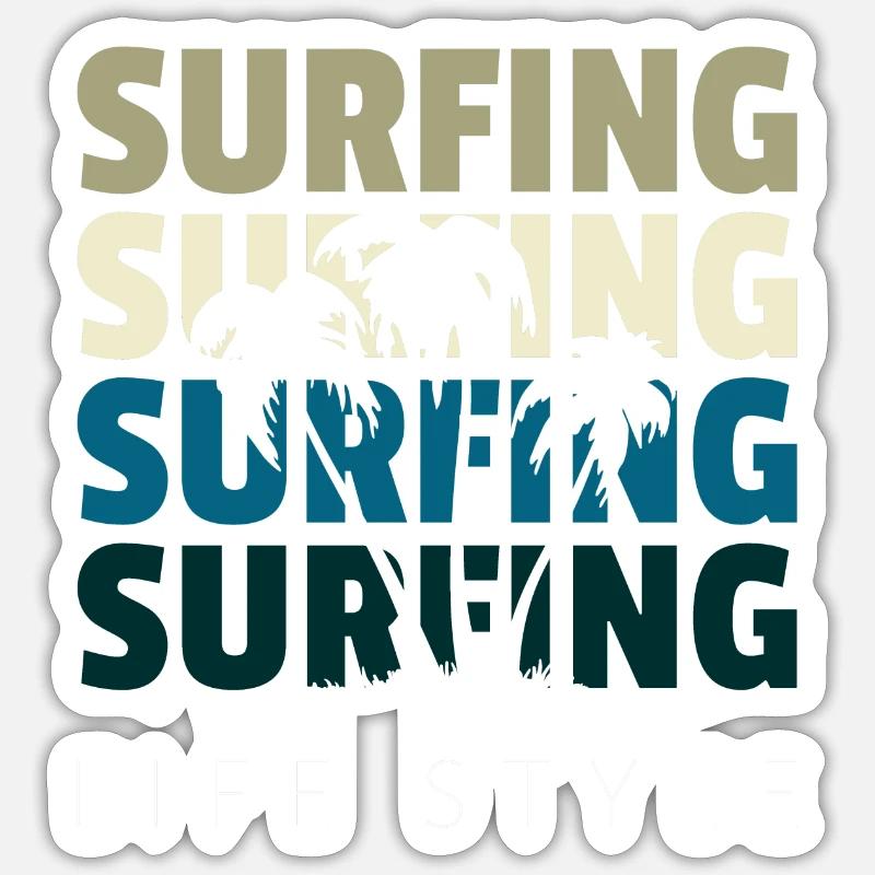 Surfing - Sticker taille S (10 x 10 cm) - blanc mat