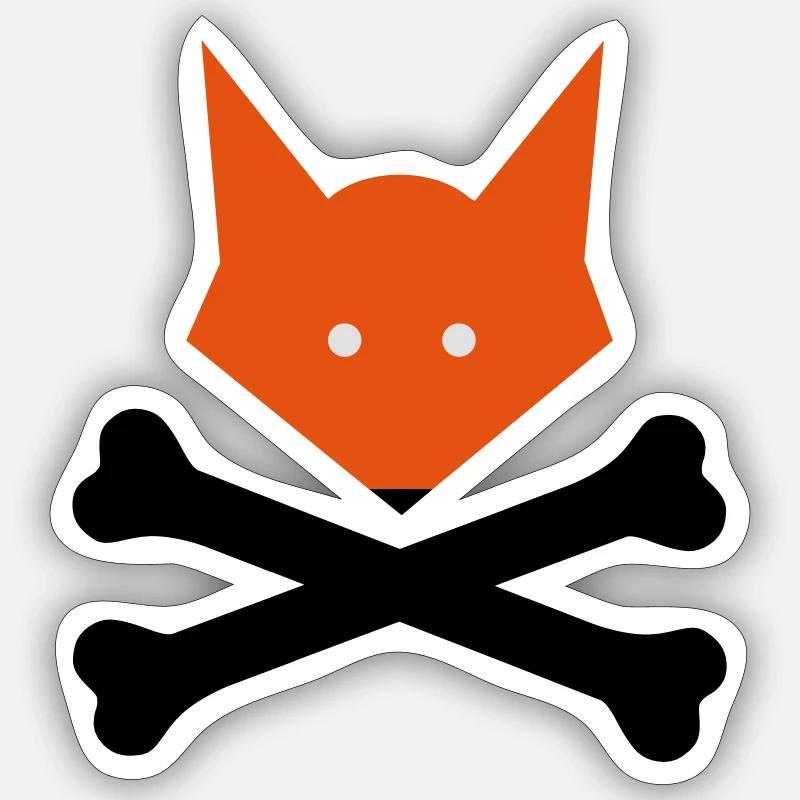 Fox N´ Bones - Sticker taille S (10 x 10 cm) - blanc mat
