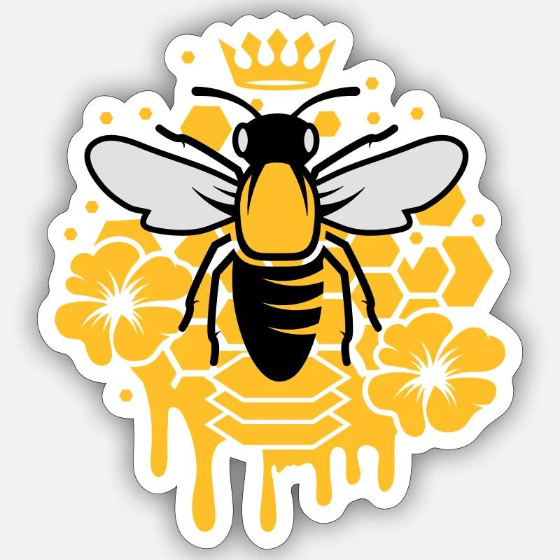 Eine Biene mit einer Krone - Sticker Größe S (10 x 10 cm) - Mattweiß