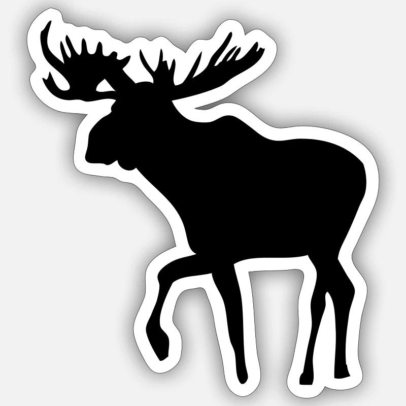 Elch - Moose - Elk - Sticker Größe S (10 x 10 cm) - Mattweiß