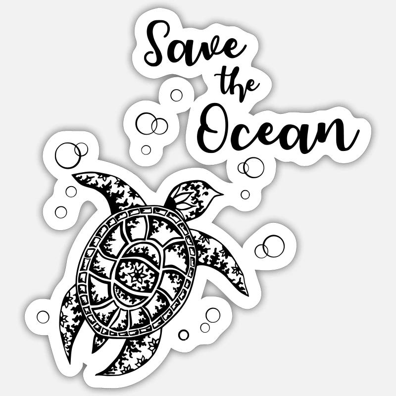 Save the Ocean - Turtle - Sticker size S (10 x 10 cm) - white matte