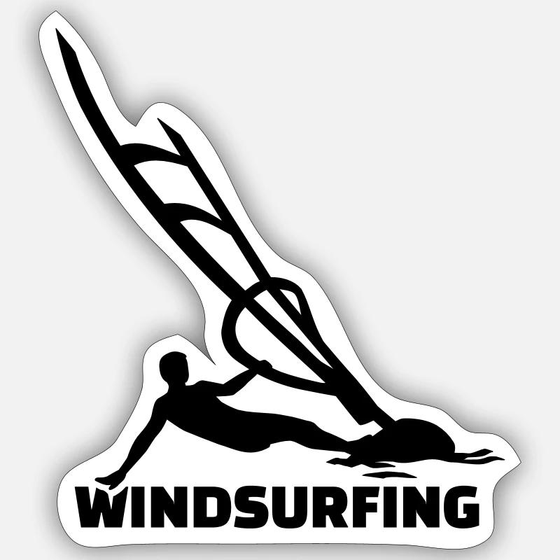 Windsurfing - Sticker taille S (10 x 10 cm) - blanc mat