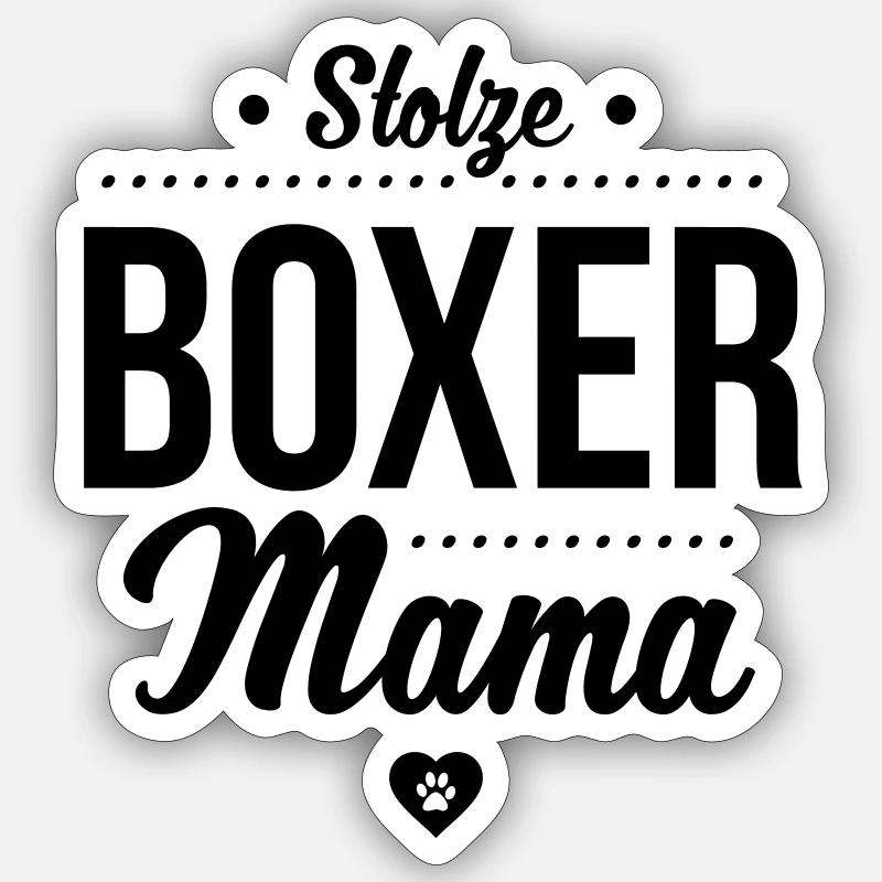 Fier Boxer Mama Heart Sticker taille S (10 x 10 cm)