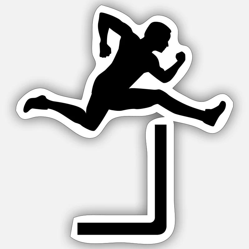 Course de haies - Sticker taille S (10 x 10 cm) - blanc mat