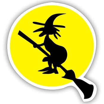 witch and full moon - Sticker size S (10 x 10 cm) - white matte - Front