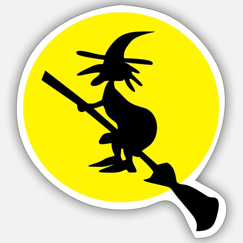witch and full moon Sticker size S (10 x 10 cm)