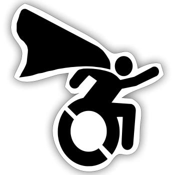 im Rollstuhl # - Sticker Größe S (10 x 10 cm) - Mattweiß - Vorne