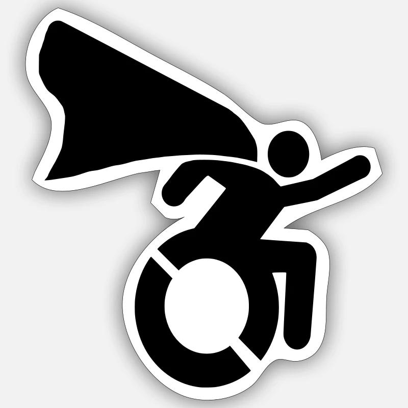 en fauteuil roulant # - Sticker taille S (10 x 10 cm) - blanc mat