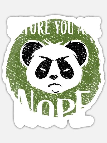Bevor Du fragst Nein – Spruch böser Panda - Sticker Größe S (10 x 10 cm) - Mattweiß