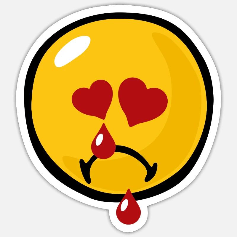 Smiley Sadness Heartbroken - Sticker formato S (10 x 10 cm) - bianco opaco