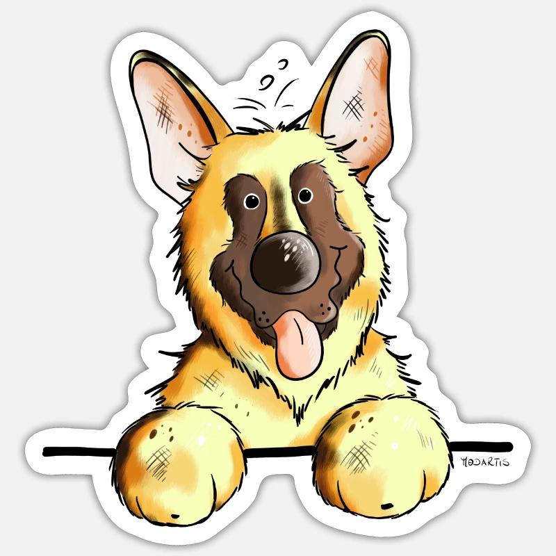 Funny German Shepherd - Sticker size S (10 x 10 cm) - white matte