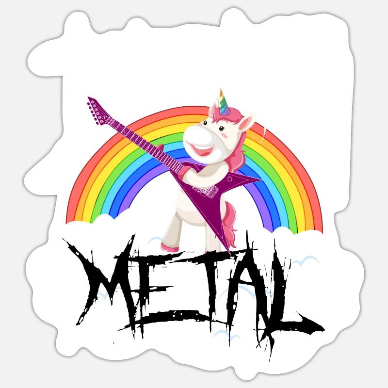 Death Metal Licorne - Sticker taille S (10 x 10 cm) - blanc mat